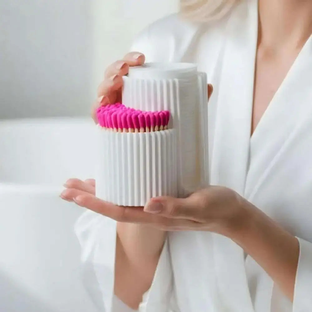 Cotton Swabs Storage Box Makeup Round Pad Holder Desktop Organizer Make Up Sponges Container Nail Art Tools Makeup Supplies Qme