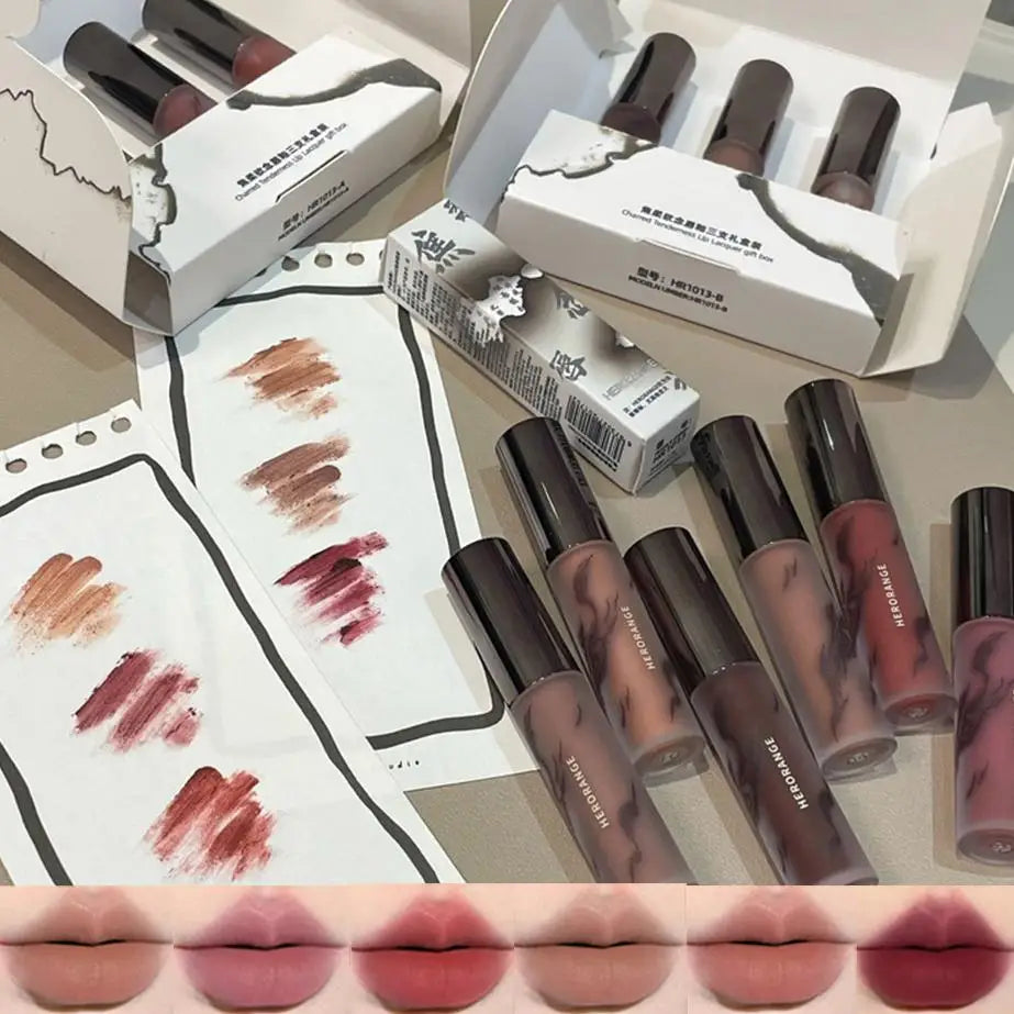 HERORANGE Lip Glaze Matte Velvet Fine Glitter Qme