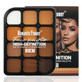 Deep Skin 12-Color Matte Contour Palette - Full Coverage All-In-One Highlighter Shading & Powder Face Makeup Kit Qme 1 PC