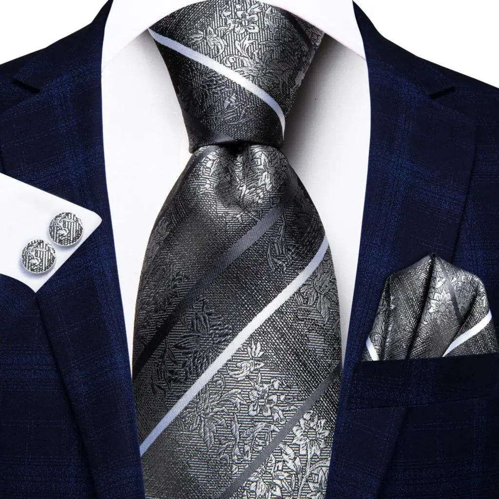 Navy Blue Striped Wedding Tie Men Fashion Design Green Red Necktie