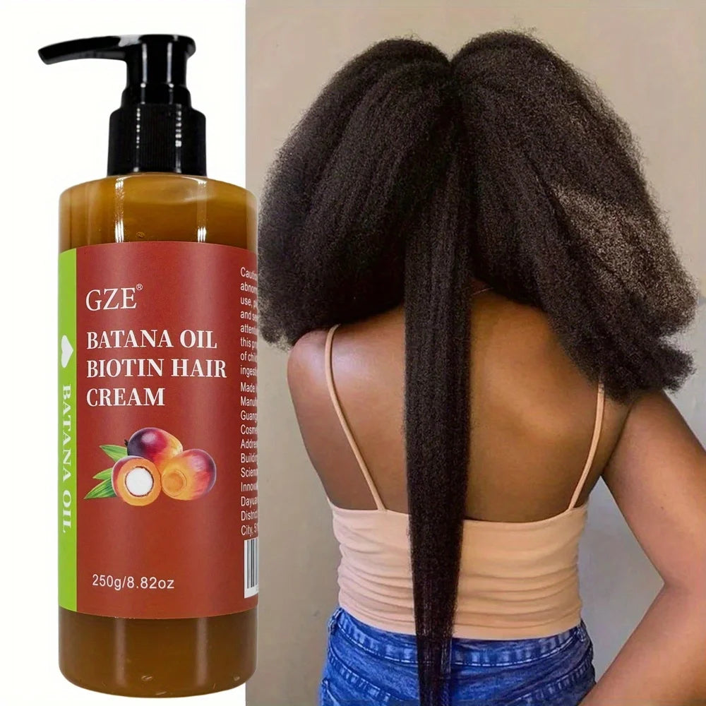 GZE Batana Oil Biotin Hair Cream Strong Hair Anti-Breakage Repair Split Ends Silky For Dry Hair Qme