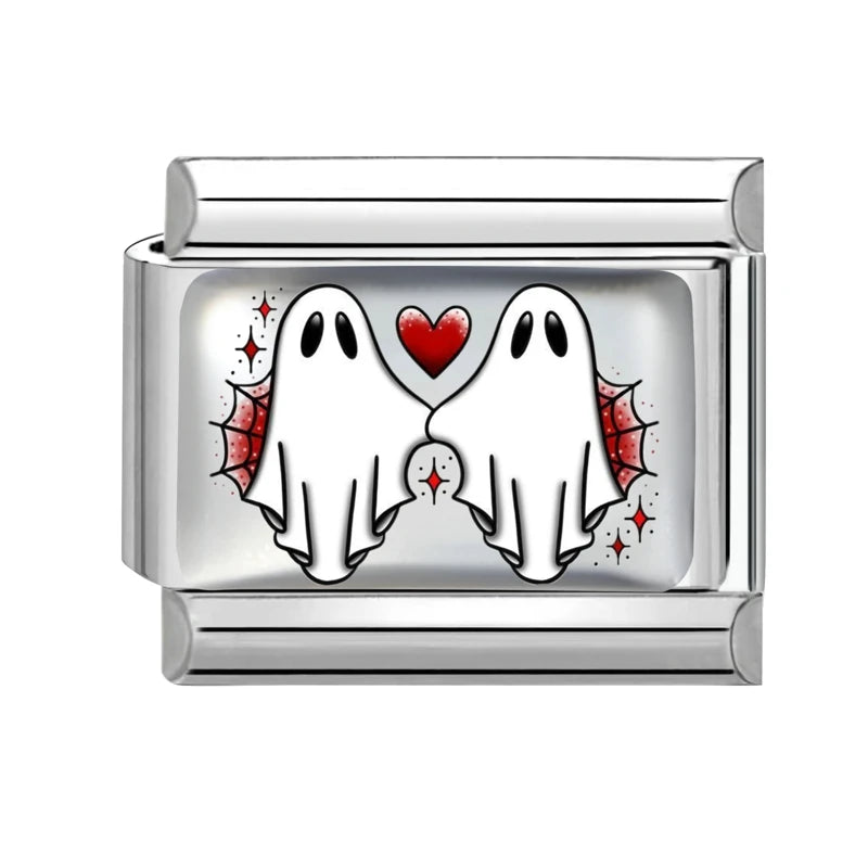 New 2026 Design Halloween Cherry Bow Pumpkins Ghost Italian Charm Links Fit 9MM Stainless Steel Bracelet Jewelry DIY Making Gift Qme S 12