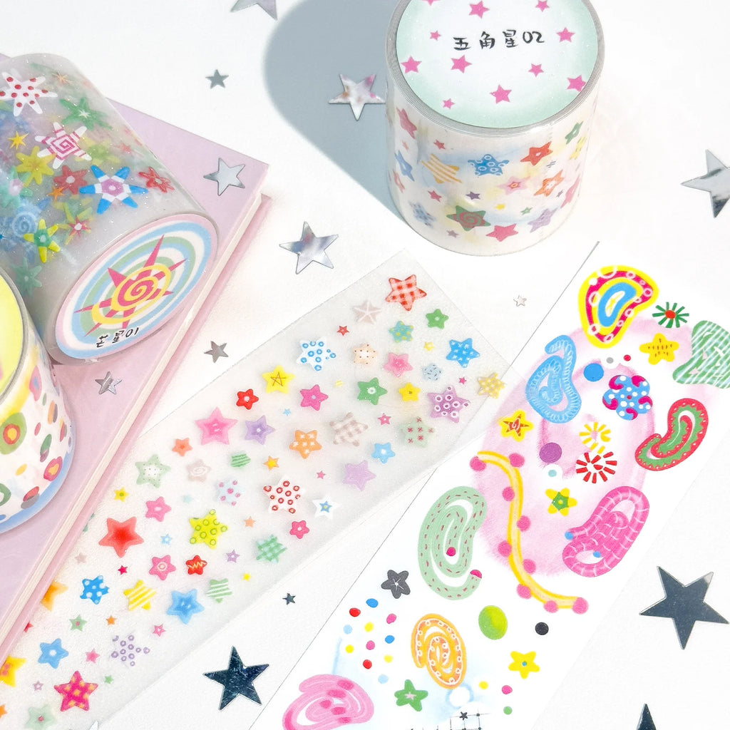 Cute Y2K Star pattern Washi Tape Kawaii Decorative Adhesive Tapes DIY Scrapbooking Stickers Hand Made Masking Tape Stationery Qme
