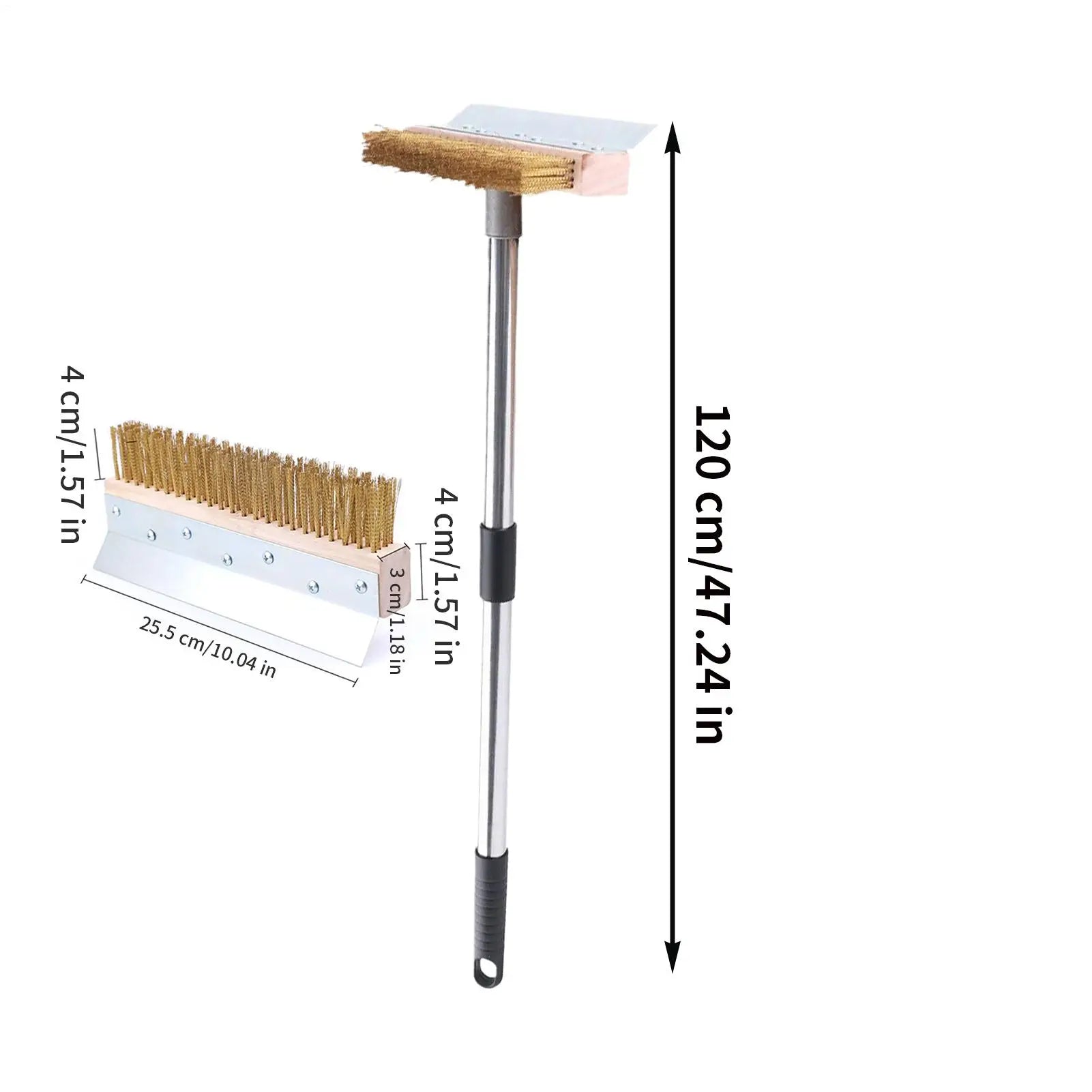 Pizza Oven Brush With Scraper Barbecue Brush For Outdoor Grill Washable Barbecue Grill Cleaning Tool For Home Commercial Qme