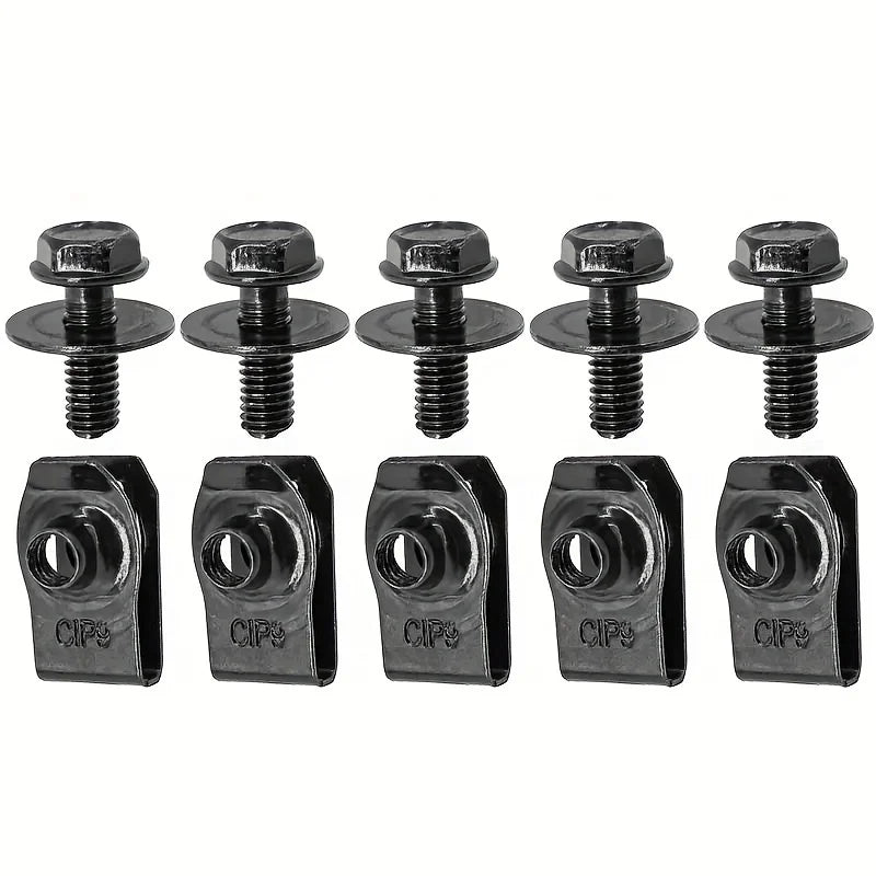 10 Pieces Set of Car Screw Clips, License Plate Frame Strips - Iron Material Qme 10pcs