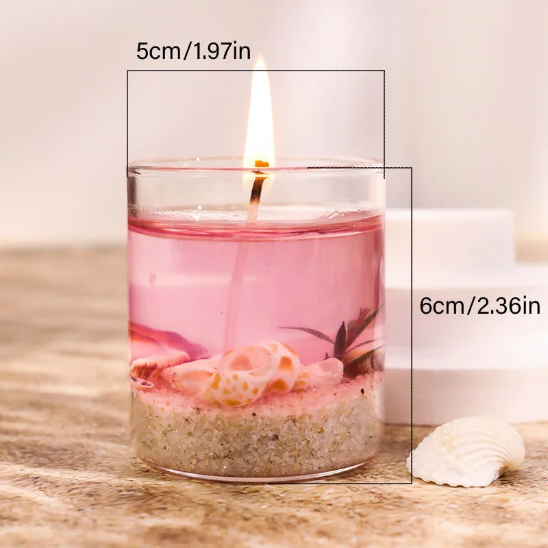 Handmade Ocean Jelly Wax Scented Candle Smokeless Clear Shaped Aroma Qme pink