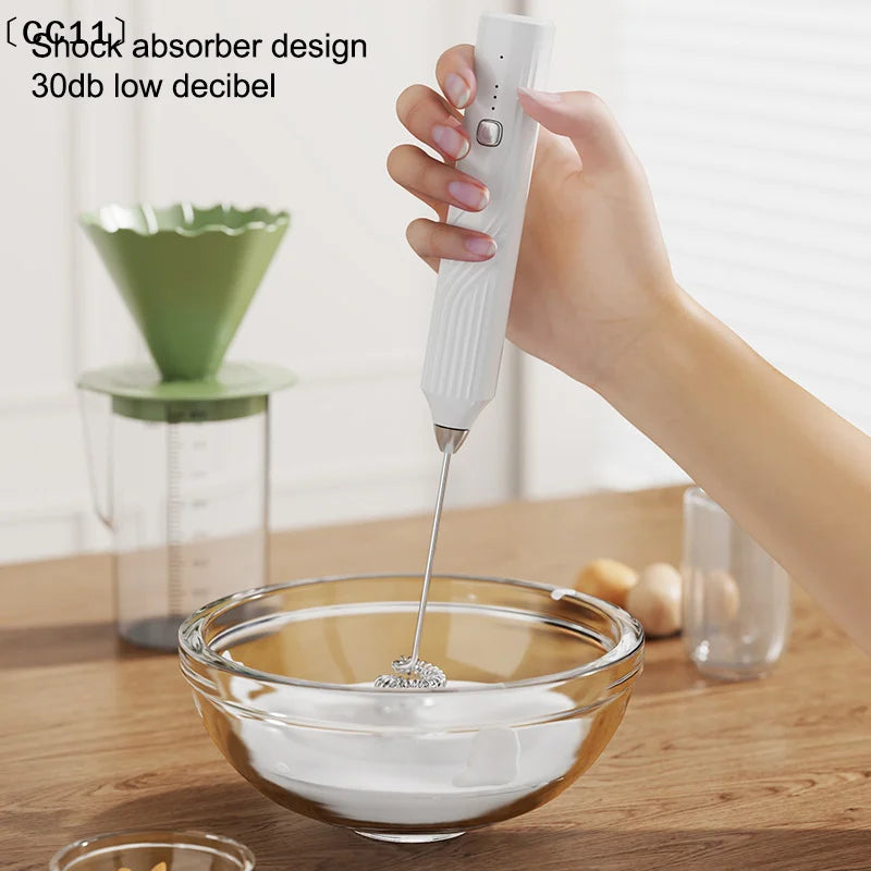 Electric Coffee Milk Foaming Mixer Creamer Whisk Handheld Egg Beater Qme