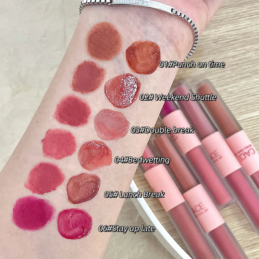 6 Colors Sexy Red Liquid Lipstick Moisturizing Lip Glaze Tint Long Lasting Matte Lip Mud Waterproof Velvet Lipstick Lips Makeup Qme