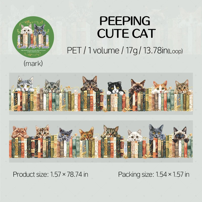1 Roll Cute Pet Theme PET Seamless Landscape Washi Tape for Scrapbooking DIY Stickers Collage Material Phone Case Notebook Decor Qme 3