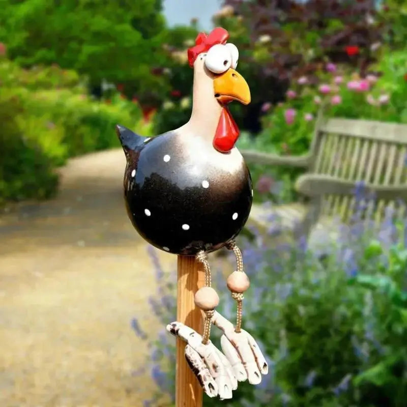 Resin Crafts Statues Funny Big Eyed Chicken Statue Long Foot Hen Qme