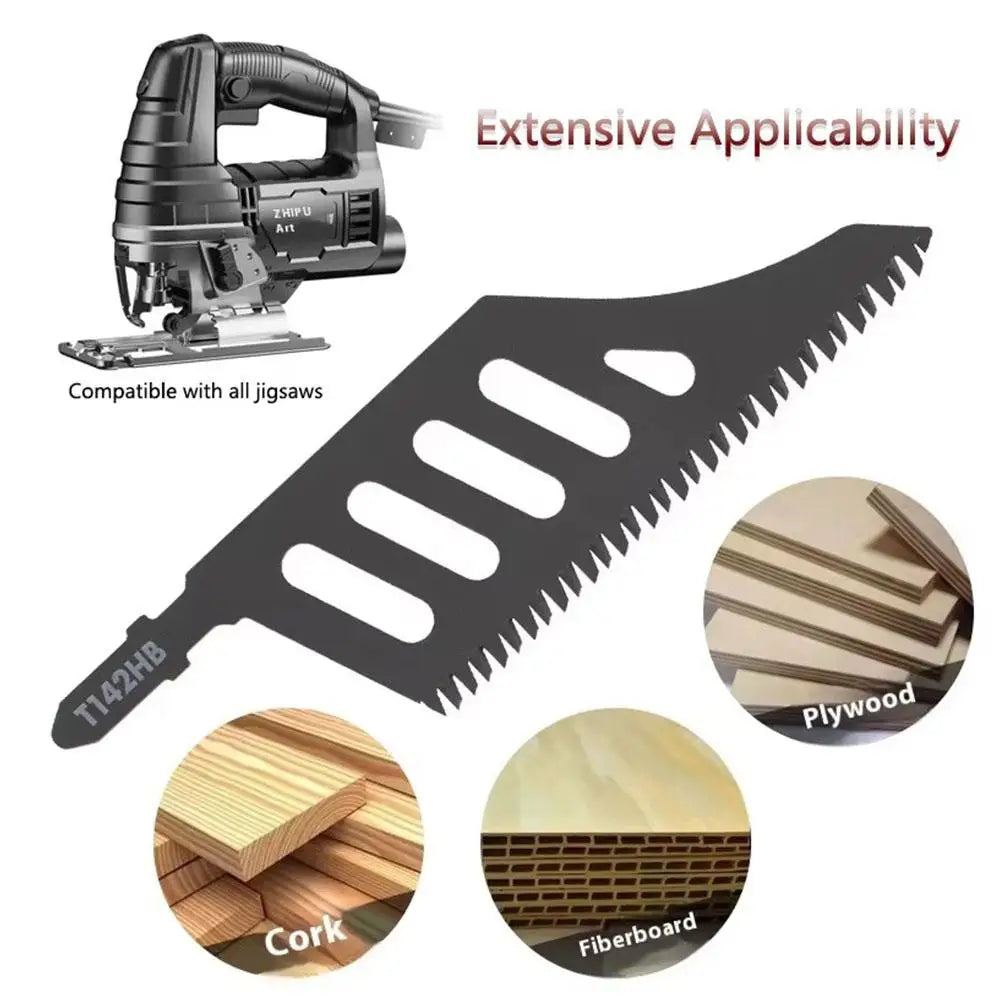 T-Shank Curved Jigsaw Blades T142HB for Flush and Precision Wood Cutting, Multipurpose Saber Reciprocating Saw Blade Set Qme