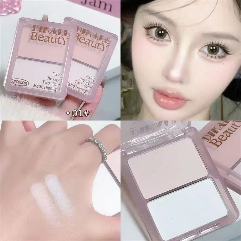 Highlighting Contouring Powder Palette Two-tone Concealer Face Brighten Cement Grey Three-dimensional Nose Shadow Bronzer Makeup Qme 01