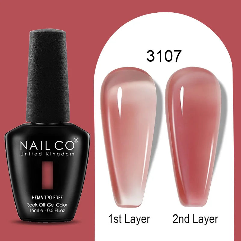 Nailco Jelly Gel Nail Polish Transparent Varnishes 44 Colors Red Pink