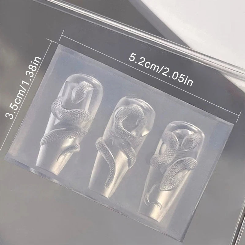 1 3D Silicone Nail Carving Mold Snake Design DIY Tool Art Decorative Qme