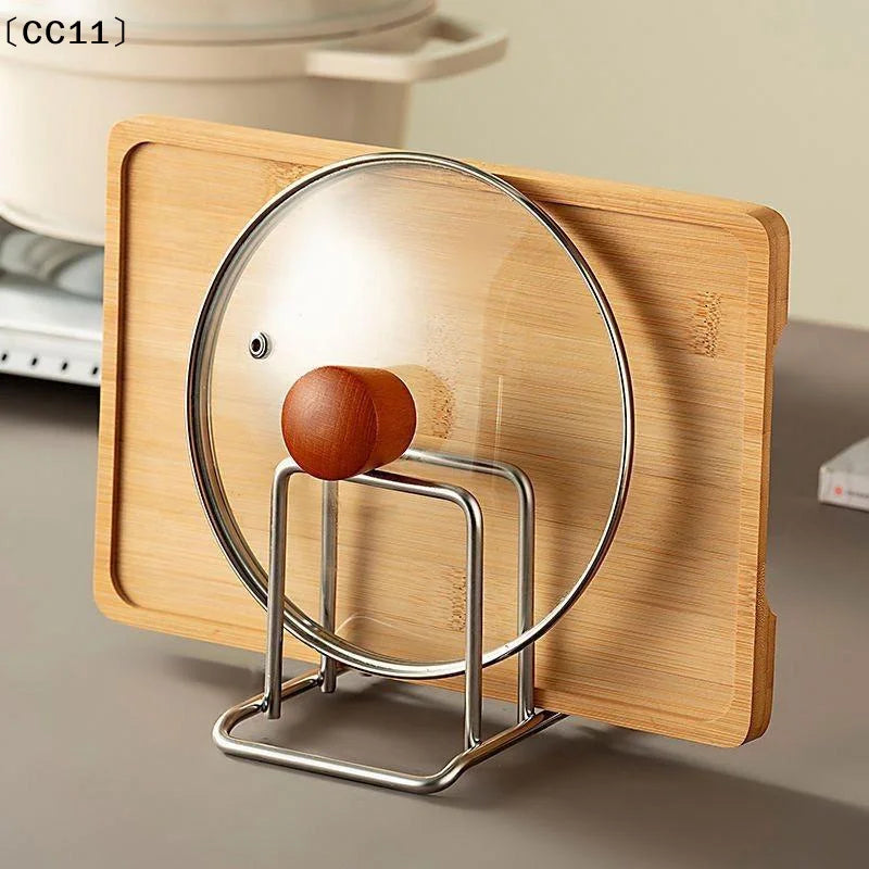 Stainless Steel Household Pot Lid Rack Cutting Board Kitchen Storage Qme