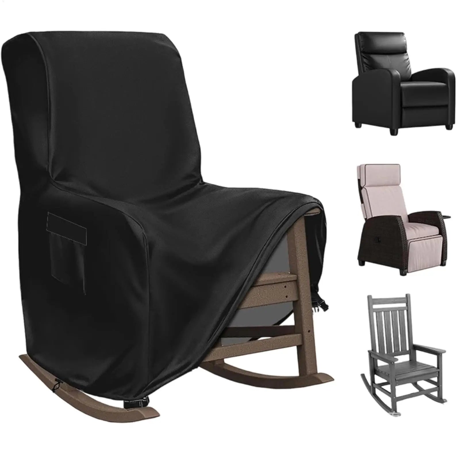 Rocking Chair Cover Outdoor Recliner Protector Heavy Duty Furniture Cover for Patio Lawn Backyard Porch Balcony Garden Camping Qme