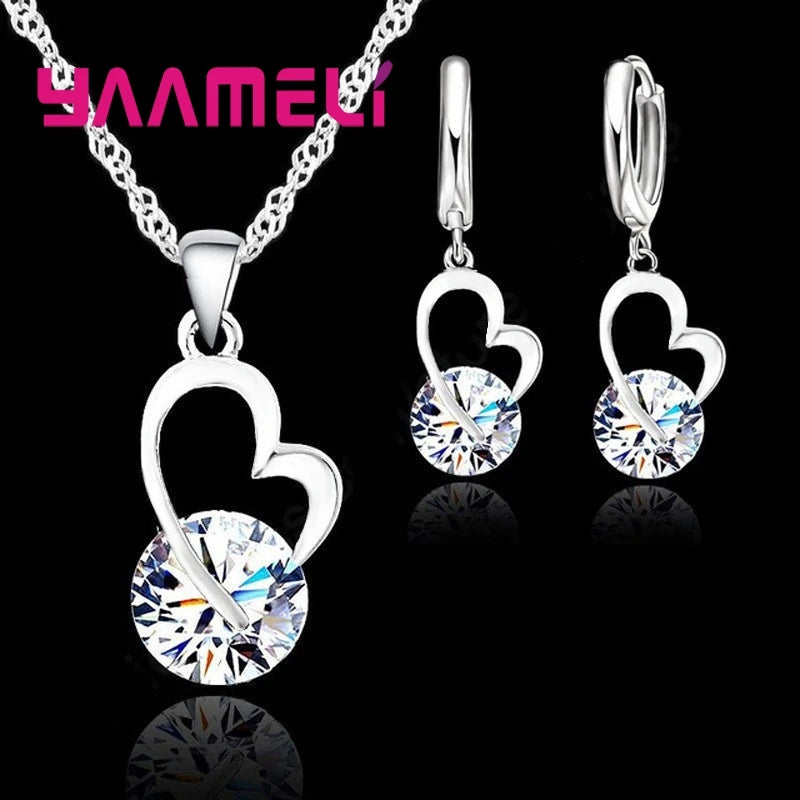 Exquisite Jewelry Sets for Women 925 Sterling Silver Color Wedding Earrings Pendant Necklace Party Anniversary Charm Gift Qme Default Title