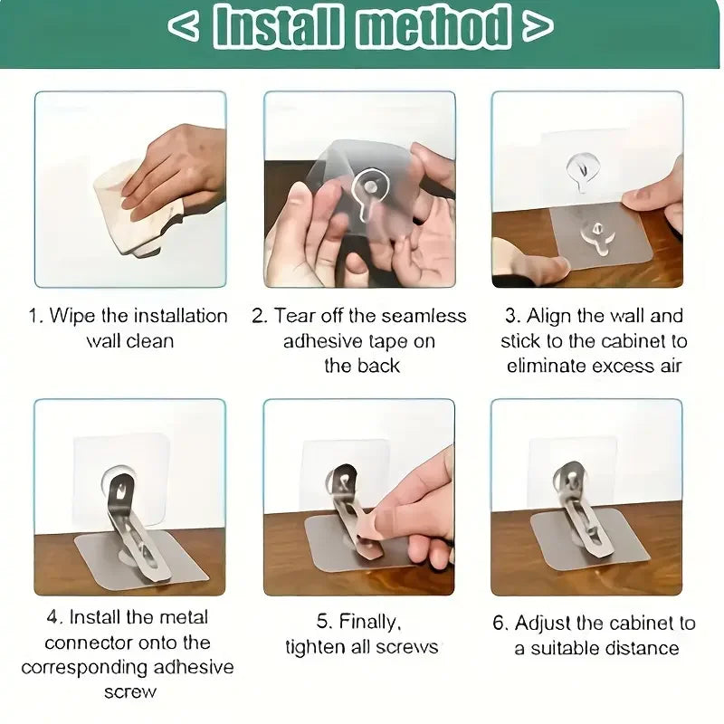 Furniture Anchors Strong Self-adhesive Fixed Prevent Dumping Device No punching Safety Anti Overturning Cabinet Buckle Anchors Qme