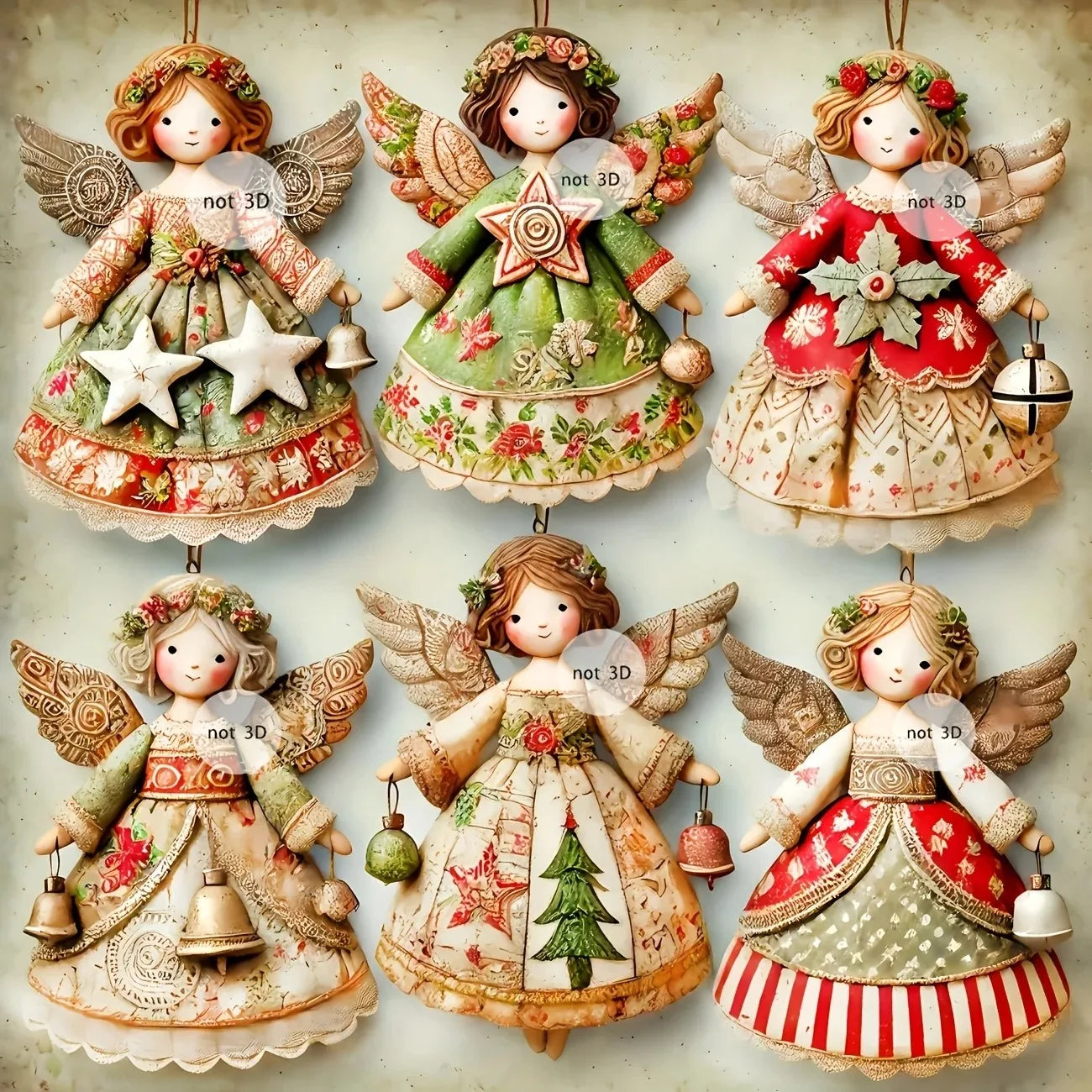6-24pcs Rustic Retro Christmas Angels Decor Doll Pendant Wooden Angels Hanging Christmas Tree Ornament Christmas Angel Pendant Qme As Picture 6Pcs