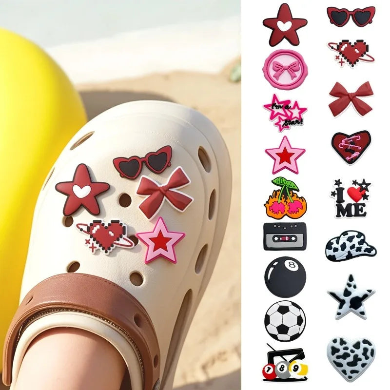 Fashion 1PCS PVC Soccer Shoe Accessories, Dumbbell Pistol Car Pin Shoe Charms for Boys, Billiard Cue Shoe Clog Buckle Gifts Qme