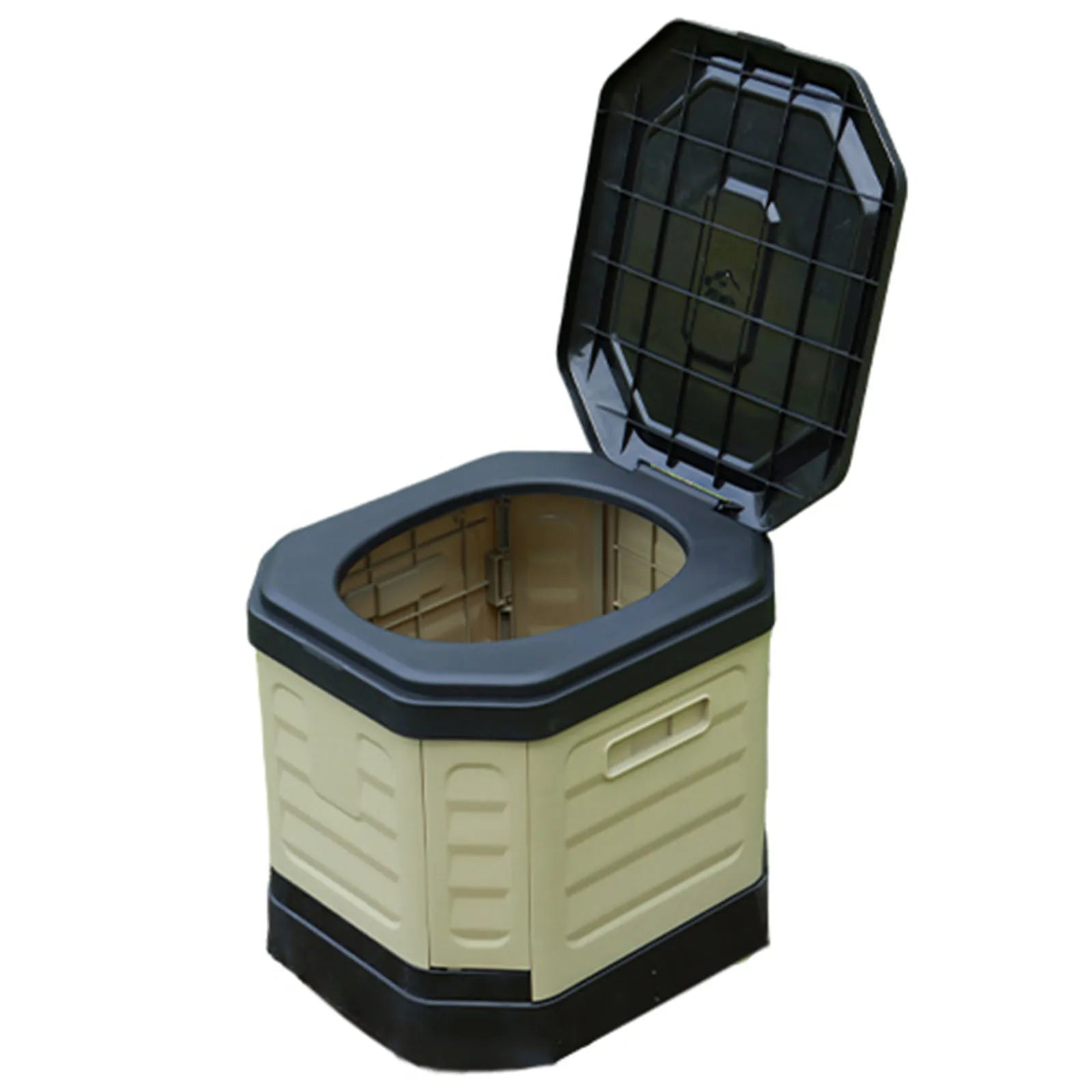 Folding Portable Toilet Reusable Camping Toilet with Lid Anti-Odor Travel Potty for Adults Travel Outdoor Hiking Trips Beach Qme Khaki