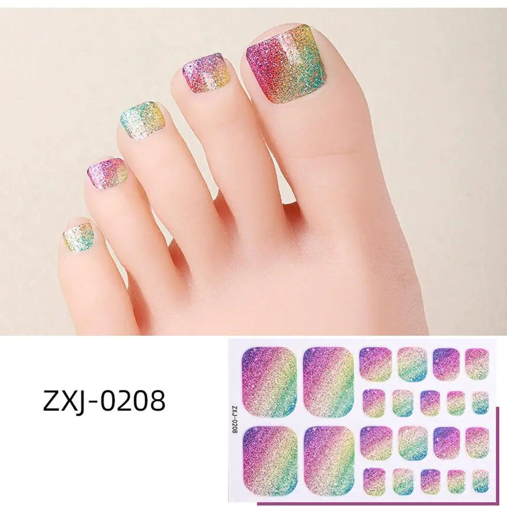 22 Srtips/sheet Toenail Semi Cured Gel Nail Wraps Long Lasting Full Cover Nail Gel Sticker Press on Nails Wraps Manicure Qme J CN