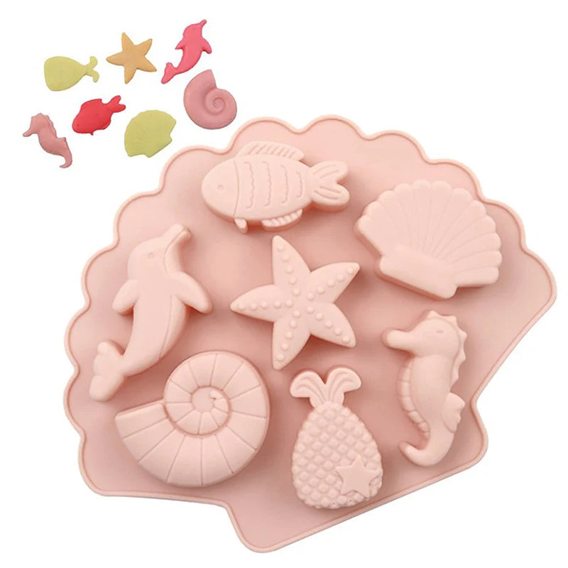 Under The Sea Silicone Chocolate Mold Ocean Marine Animal Dolphin Mermaid Tail Soap Mold Cake Decorating Tools Cupcake Topper. Qme