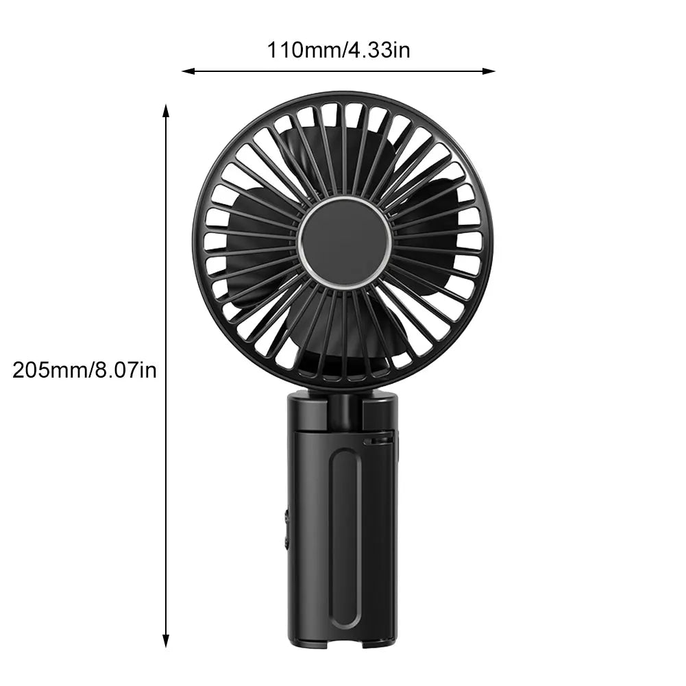 Umbrella Clip Fan Rechargeable Summer Portable Handheld Fan for Outdoor Umbrella Qme Black