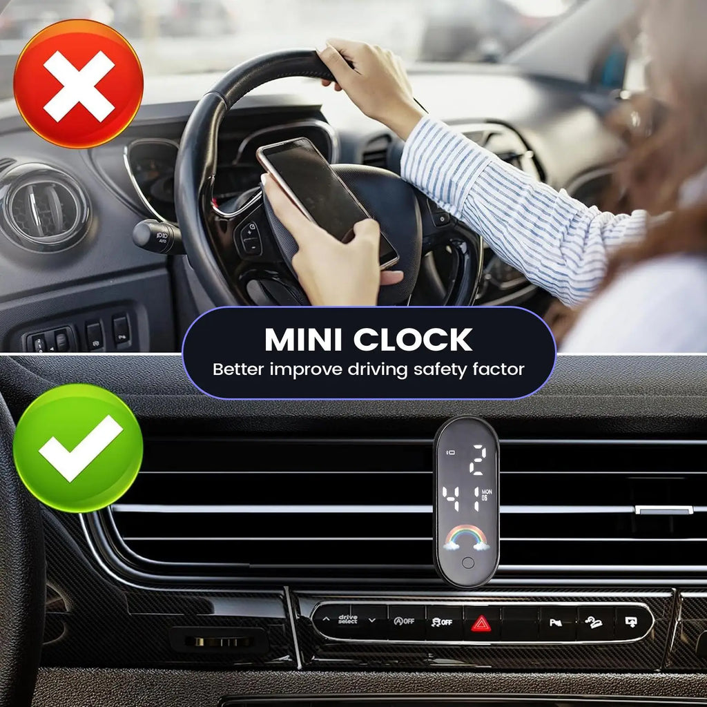 Small Digital Clock Waterproof Luminous Mini Digital Clock Adhesive for Sedan Truck Minivan Motorcycle Bike Commuting Travel Qme