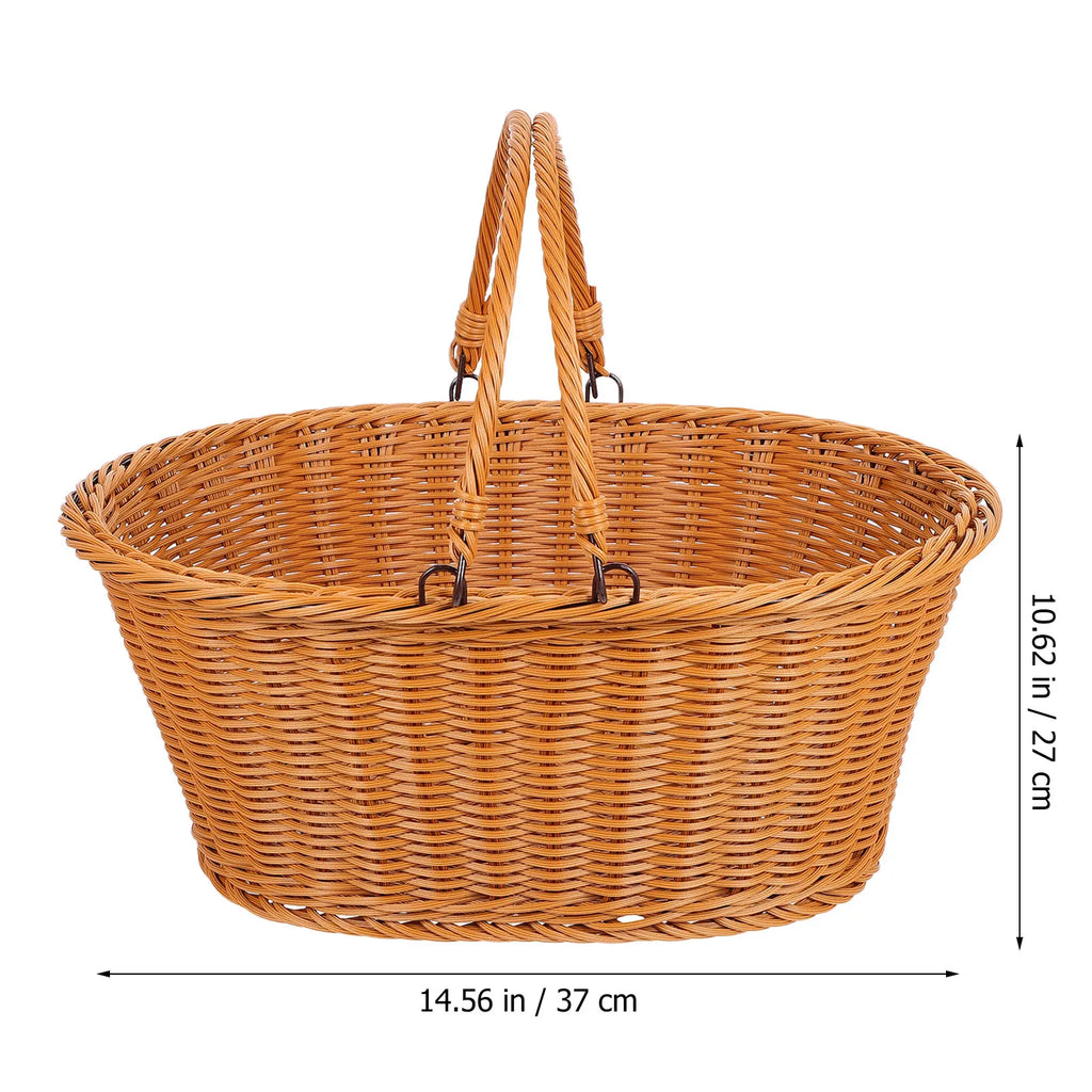 1Pcs Rattan Basket Portable Storage for Home Picnic Restaurant Exquisite Weaving Art Portable Rattan Basket Qme