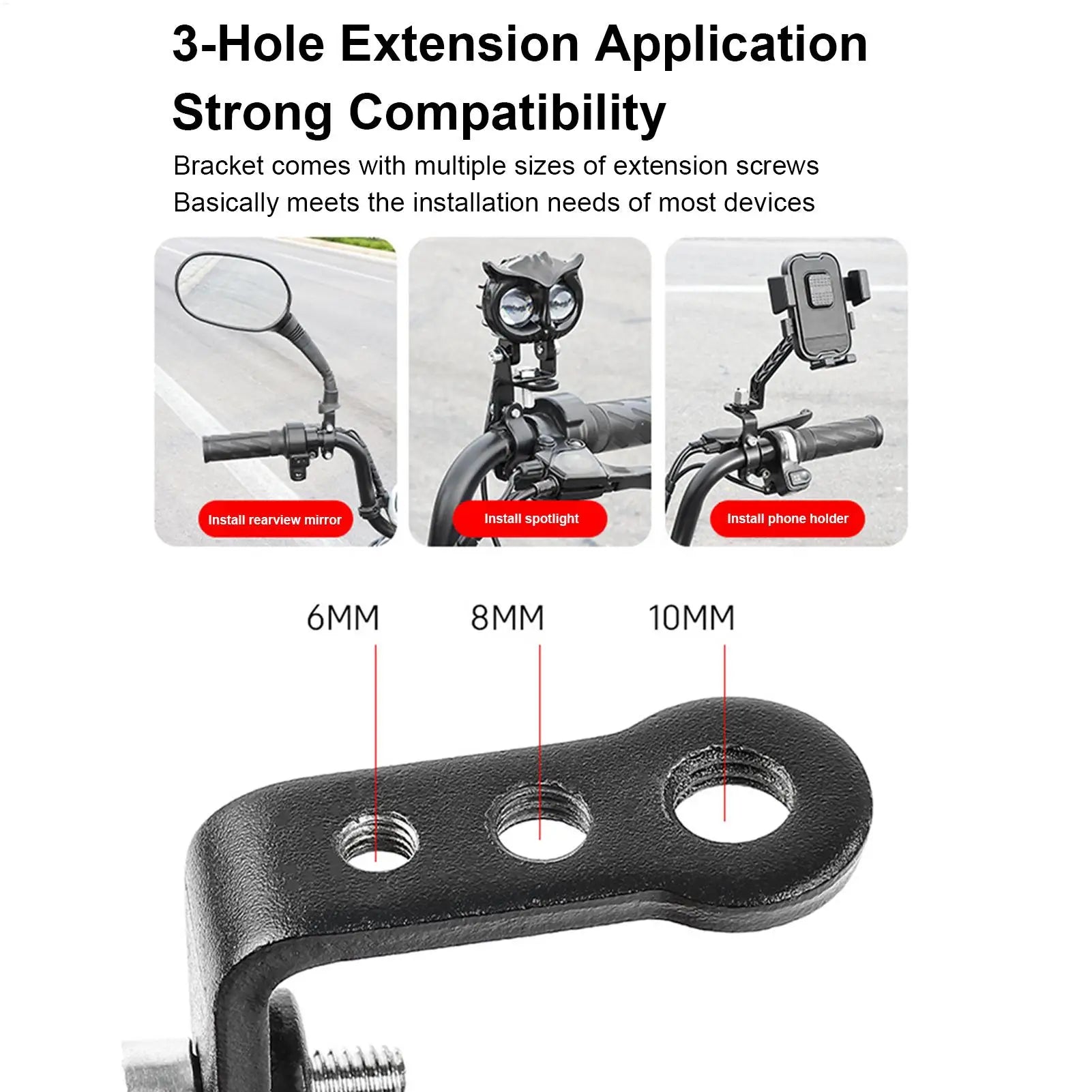 Motorcycle modification extension bracket spotlight fixing pipe clip handlebar extension bracket for Headlight Phone Qme