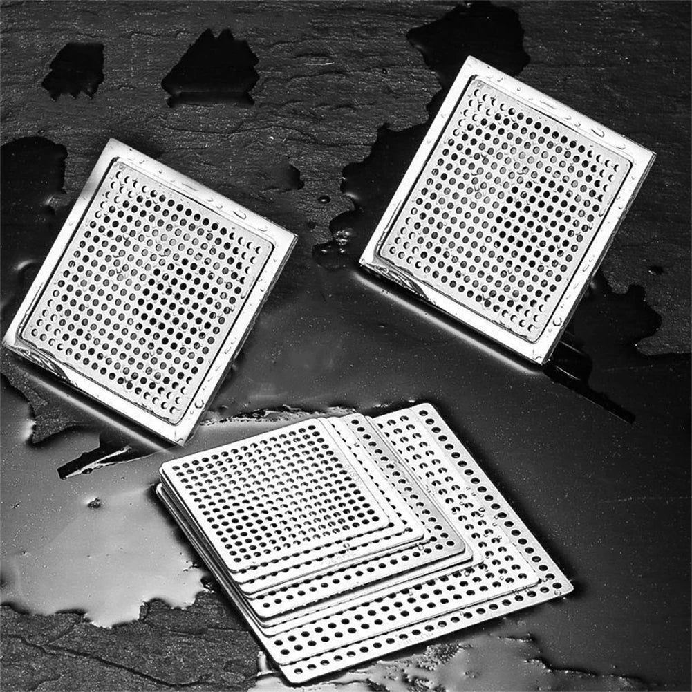 Square Drain Cover Stainless Steel Bathroom Shower Sink Strainer Drain Hair Filter Cover Bathroom Kitchen Sink Drain Protector Qme