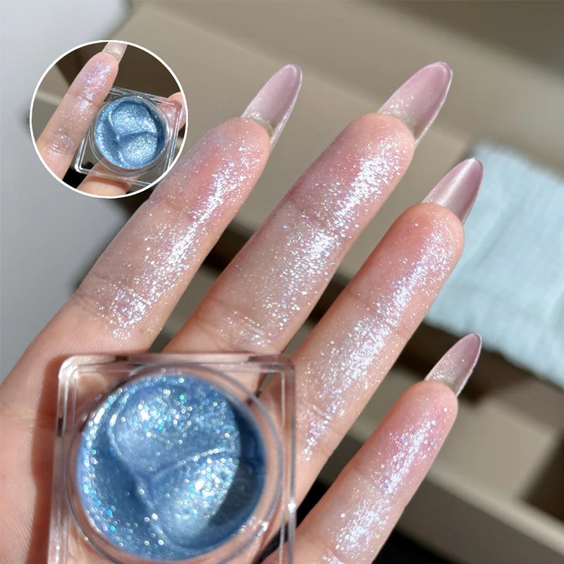 CACE Diamond Sparkle Highlighter Cream Monochrome Shimmering Pearl Silver Face Contour Brighten Makeup Glitter Highlight Gel Qme