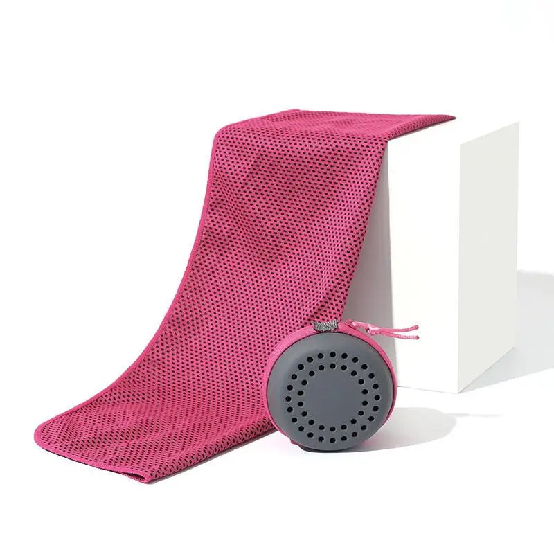 Cooling Towel Neck Wraps Storage Box Chilly Pads Quick Dry Portable Qme Rose red