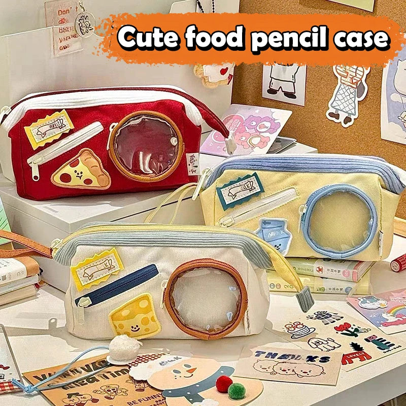 Adorable Large Capacity Burger Pencil Case Multi-layer Japanese Qme