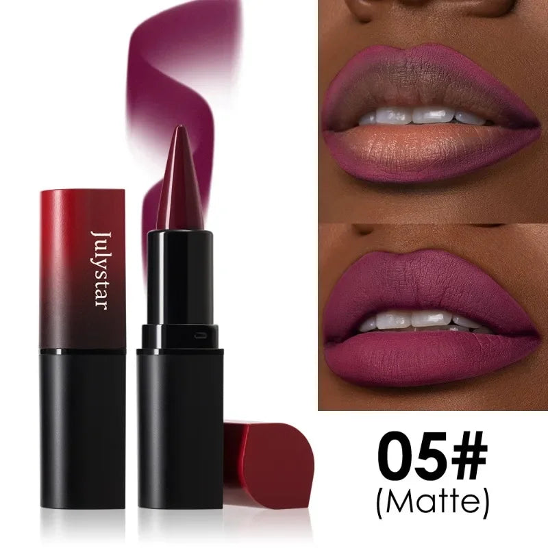 Chocolate Colored Lipstick Long Pointed Design Matte Lip Liner & Lip Stick Combination Red Tint Velvet Lasting Makeup Lipstick Qme 05