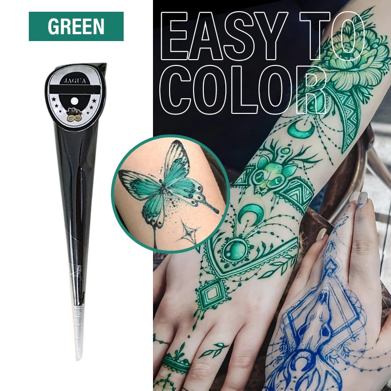 Henna Temporary Tattoo Non-toxic Cone Body Paint Brown Paste Qme Green