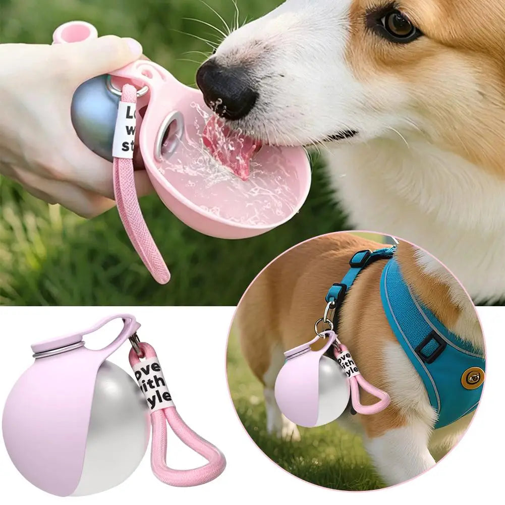 Foldable Water Kettle Round Cup Spherical Pet Bottle Dogs Cats Qme