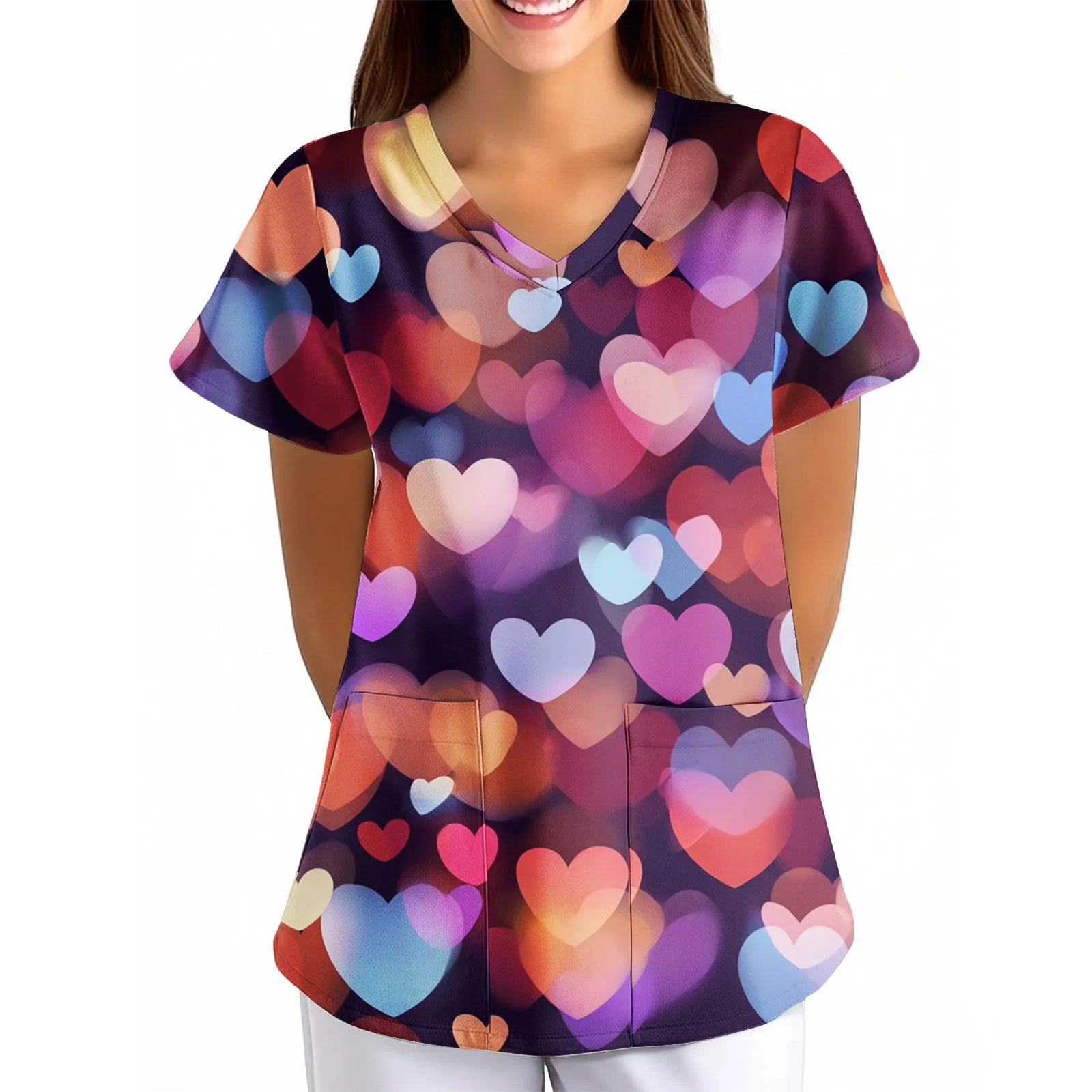 Summer Short Sleeve Medical Scrubs Clothes Pharmacy Beauty Salon Workwear Nurse Uniform Hospital Doctor Dental Surgery Work Top Qme