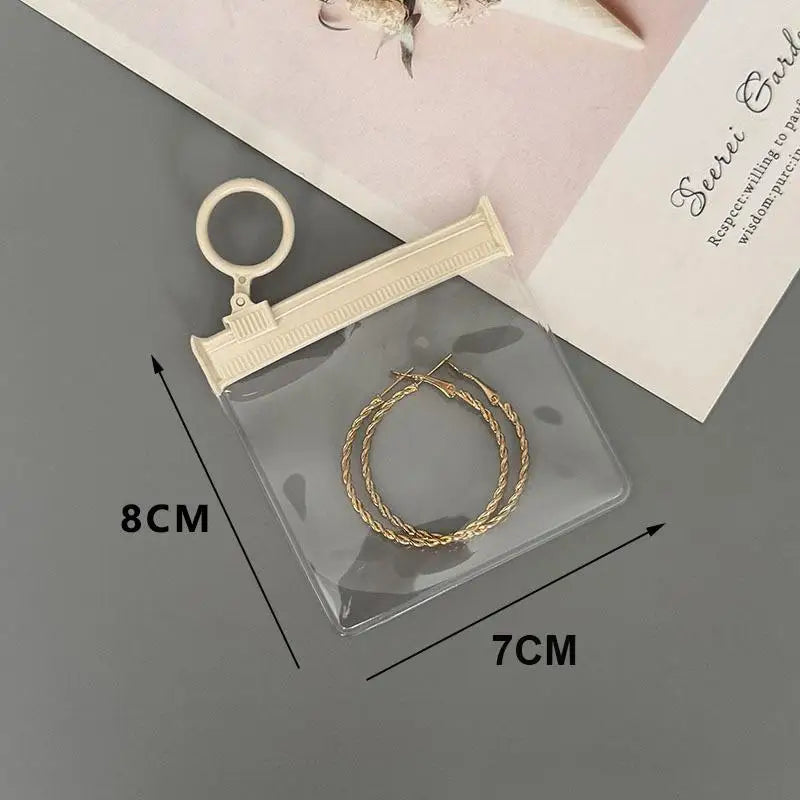 10Pcs Reusable Pink Jewelry Zipper Pouches Soft EVA Plastic Storage Envelopes for Small Jewelry Rings Home Organization Qme Beige 7X8CM
