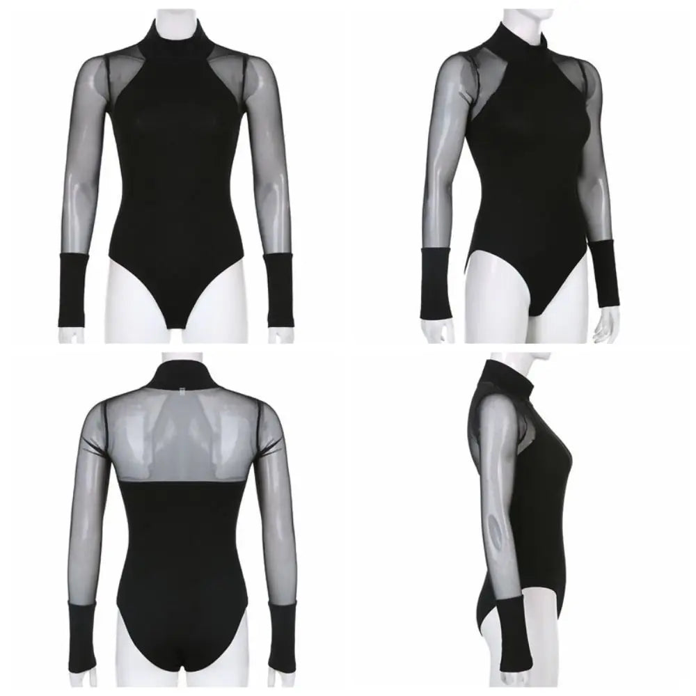 INS Collar Long Sleeve Jumpsuit Slim Fit Simple Lace Bottoming Shirt Qme