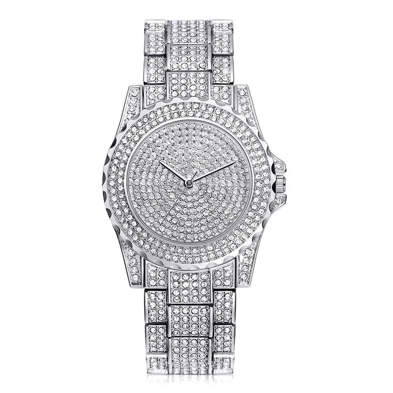 1pcs Fashion Crystal All Steel Women's Watch Women's Watch Quartz Women's Watch Qme Silver