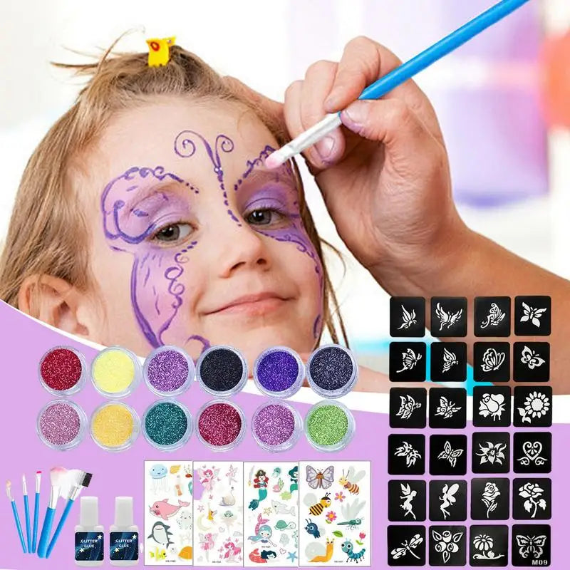 12 Colors Diamond Glitter Art Charm Luminous Tattoo Powder Sticker Qme
