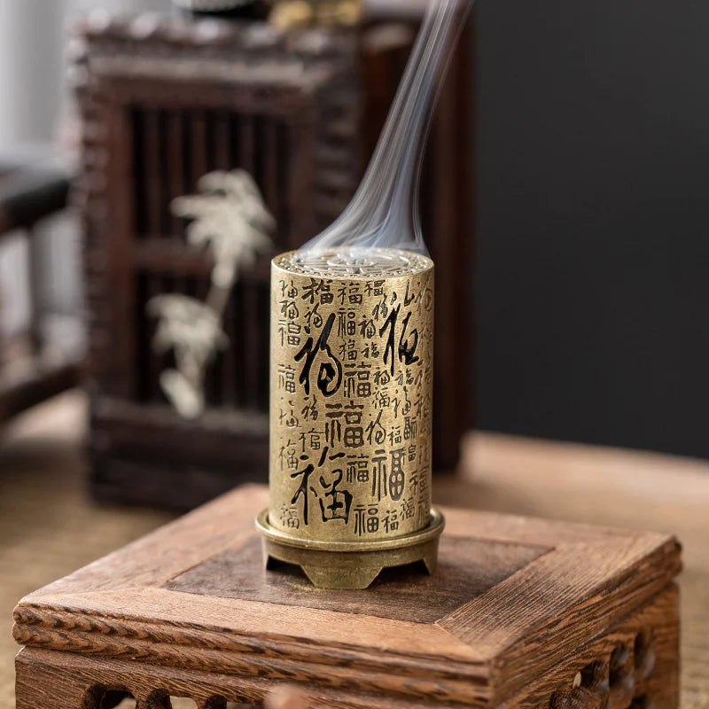 Vertical Incense Burners Alloy Hollow Incense Holder Stickless Powder Lasting Fragrance Incense Accessories Home Fragrance Decor Qme