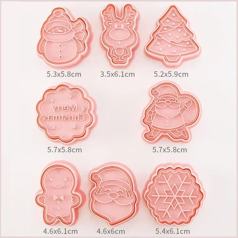 8 Pcs/Set DIY Christmas Biscuit Mould Plastic Cookie Cutter Cartoon Baking Mould Cookie Decorating Tools Baking Tools Qme