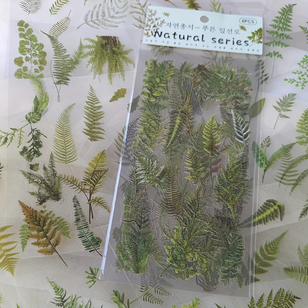 6 pcs/pack PET Plants Flowers Stickers DIY Scrapbooking Planner Decoration Collage Diary Supplies Aesthetics Stationery Sticker Qme E5