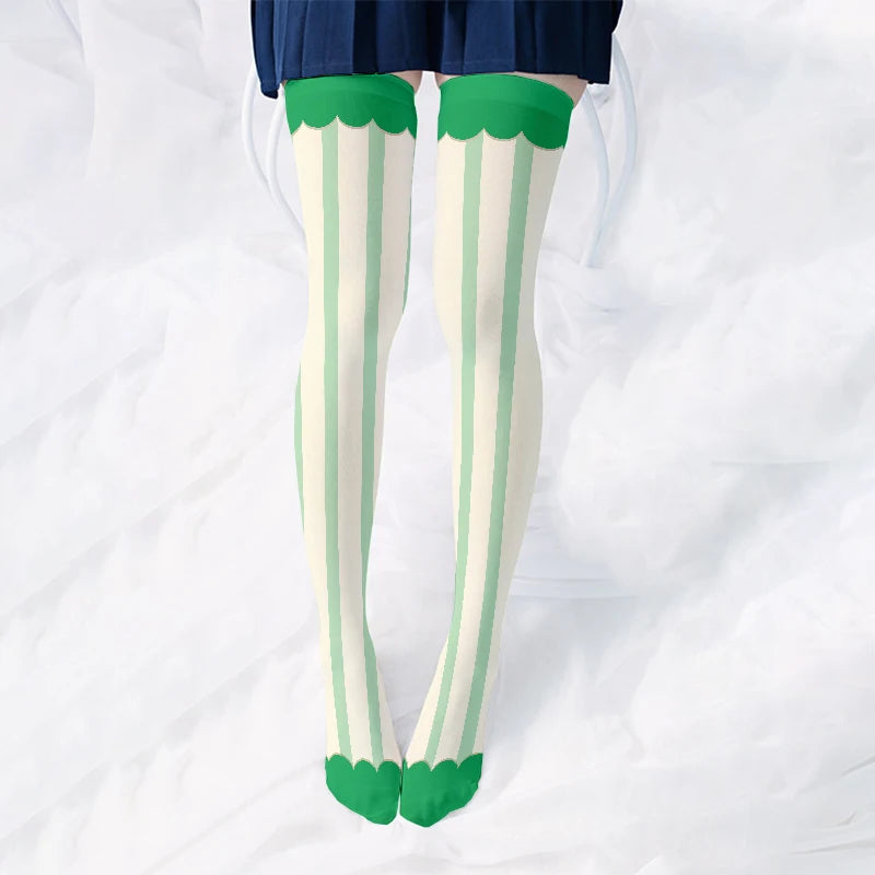 Sweet Cute Loli JK Stockings Fashion Girl 3d Printing Pink Purple Qme style7 One Size