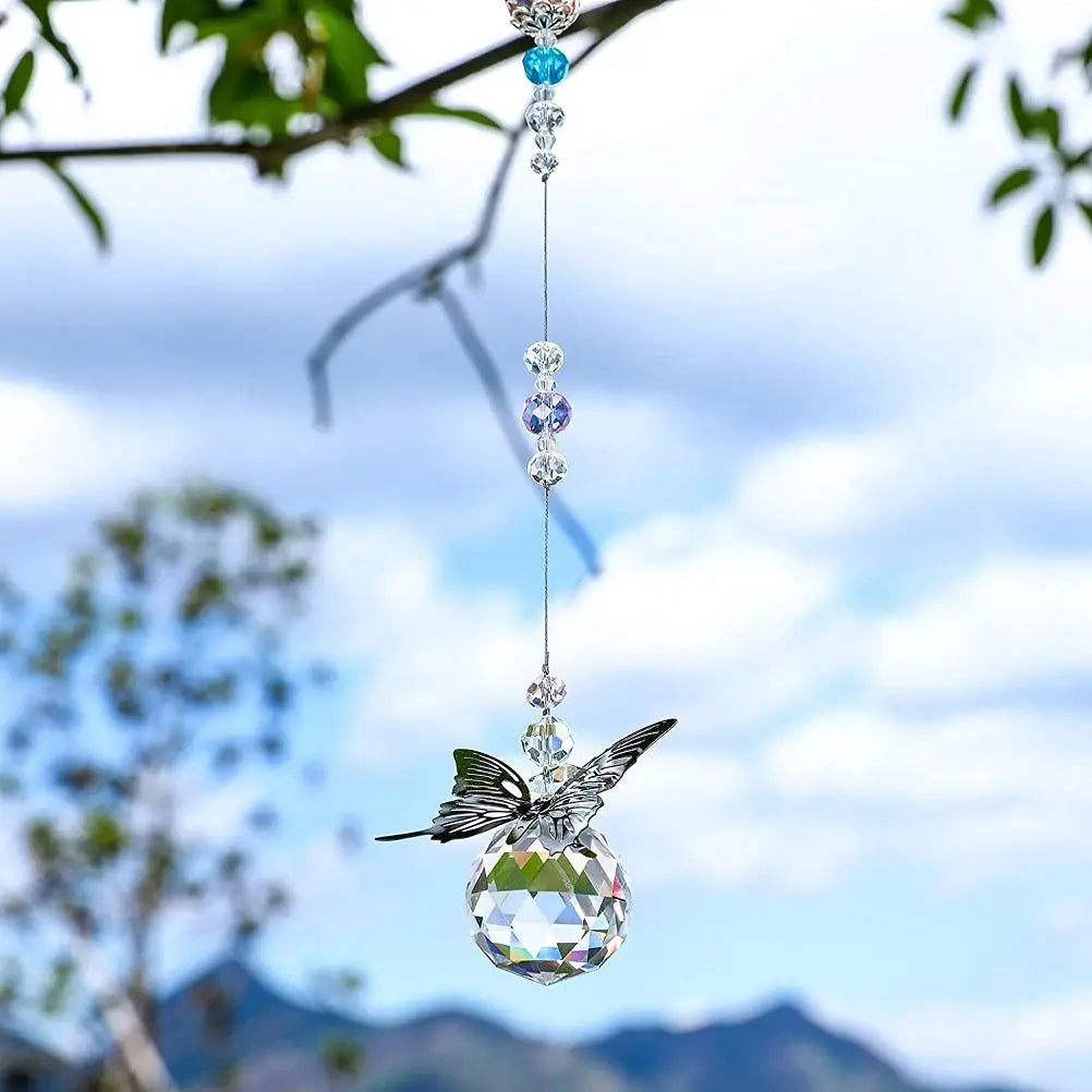 Butterfly Crystal Ball Sun Catcher Set Home Hanging Decoration Perfect for Home Office Garden Decor Valentine's Day Birthday Qme