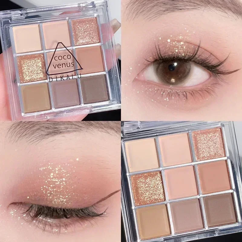 Punk Blue Eyeshadow Palette 9 Colors Matte Smoky Black Eye Shadow Shimmer Palette Glitter Nude Cosmetics Pearlescent Eye Makeup Qme 07