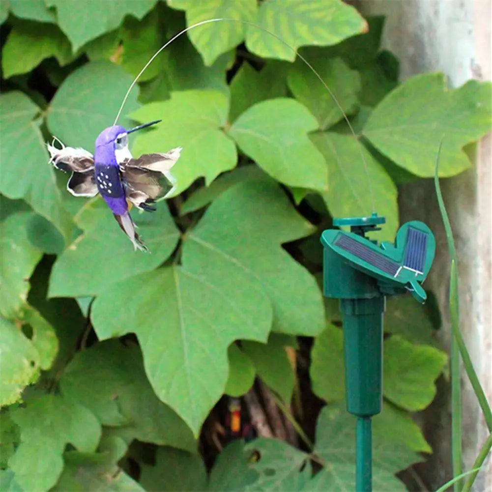 Hummingbird Solar Solar Powered Flying Hummingbird Funny Solar or Battery Powered Toy Wobble Fluttering Bird for Garden Yard Qme